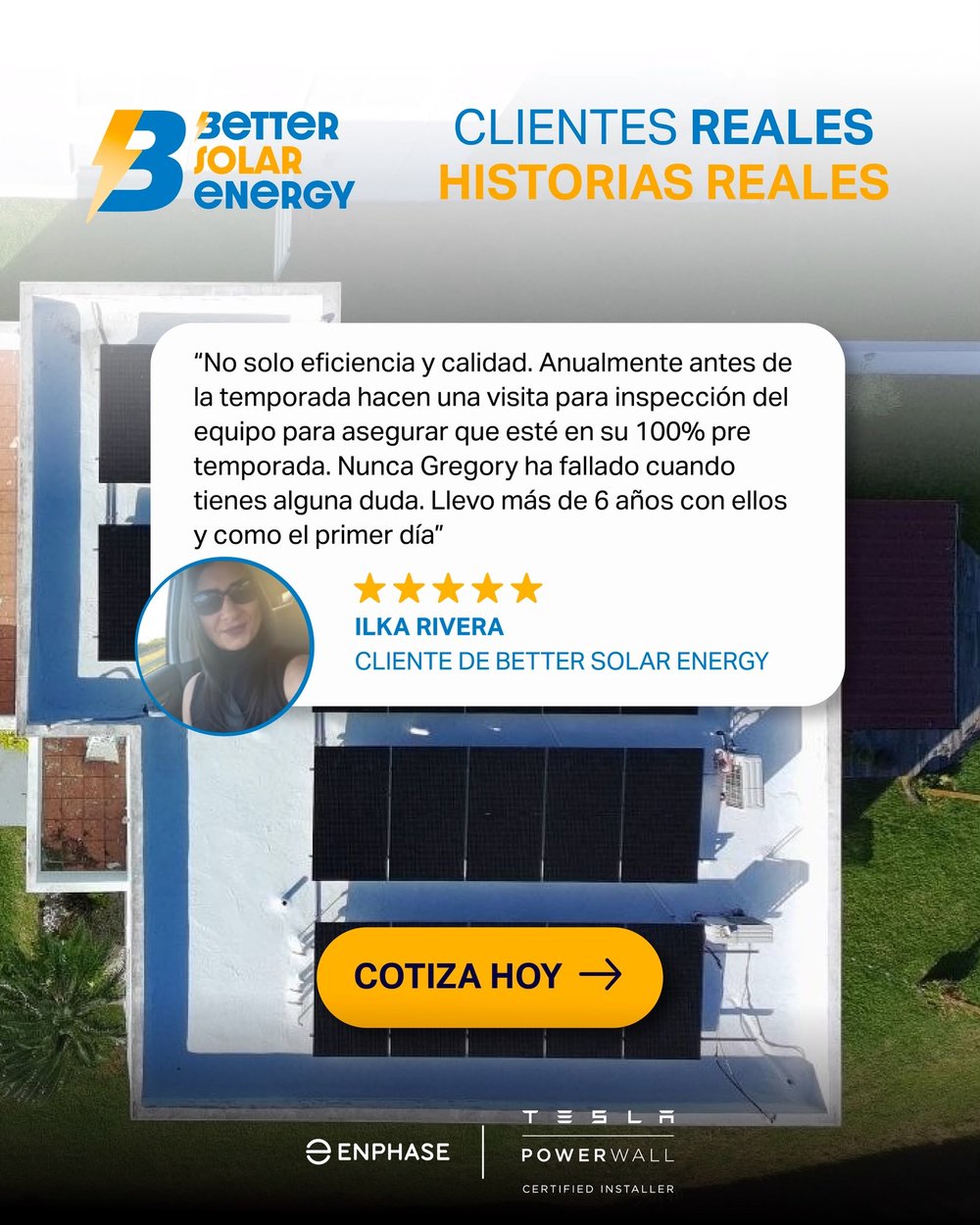 Reseña de Ilka Rivera, cliente de Better Solar Energy