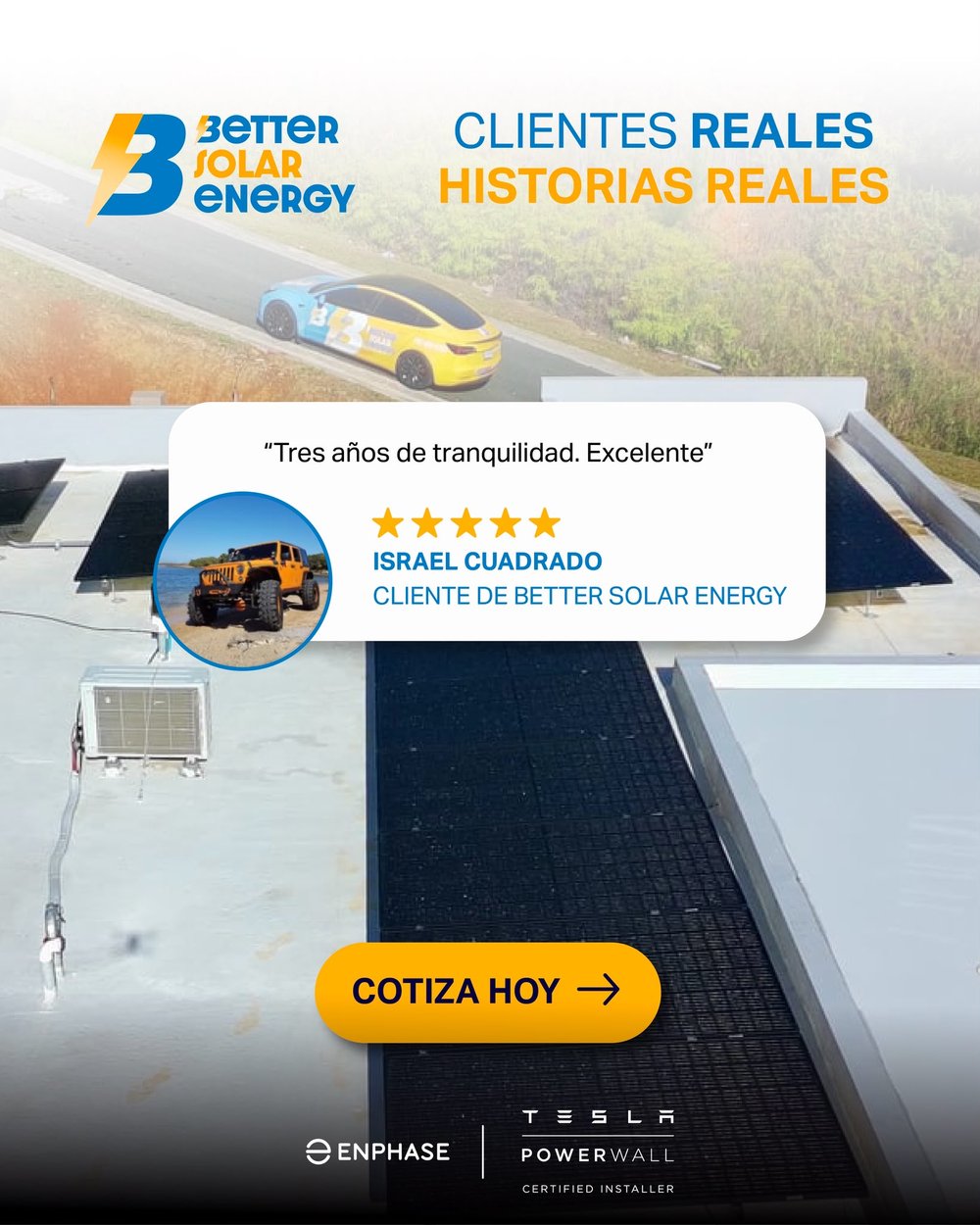 Reseña de Israel Cuadrado, cliente de Better Solar Energy