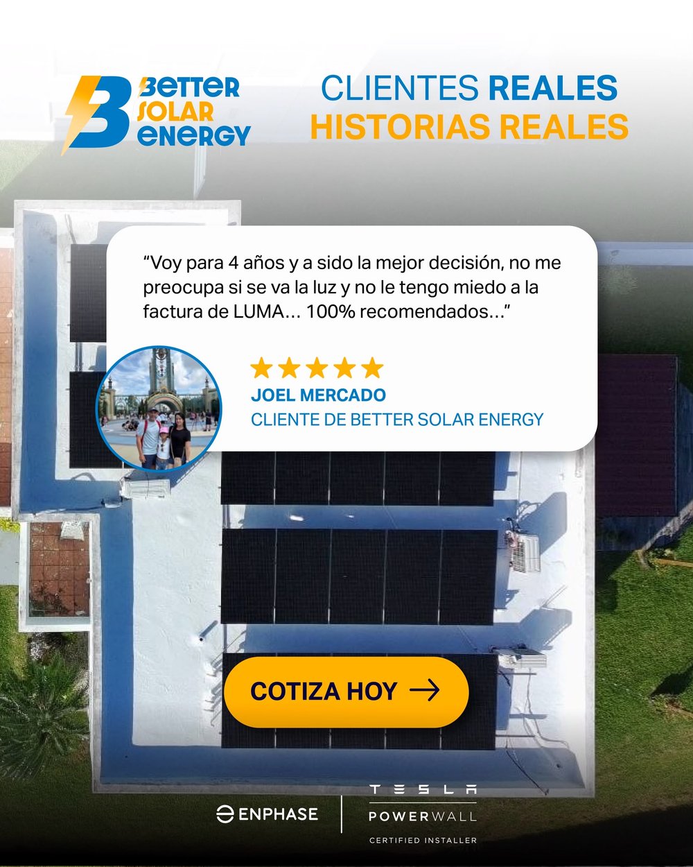 Reseña de Joel Mercado, cliente de Better Solar Energy