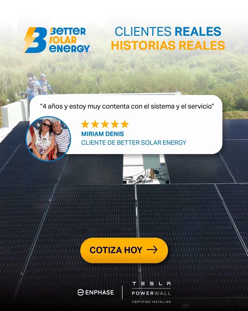 Reseña de Miriam Denis, cliente de Better Solar Energy