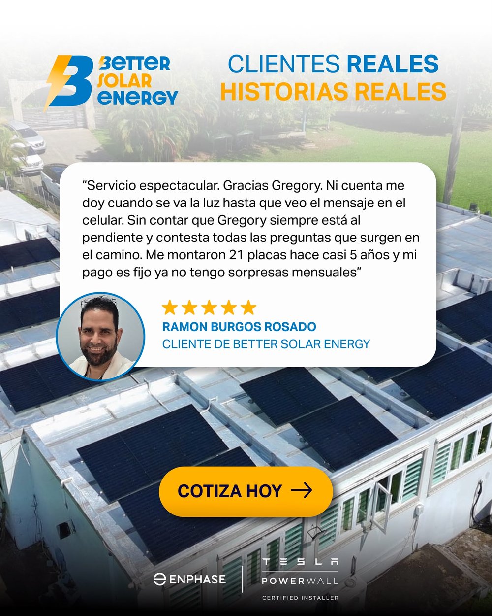 Reseña de Ramón Burgos Rosado, cliente de Better Solar Energy